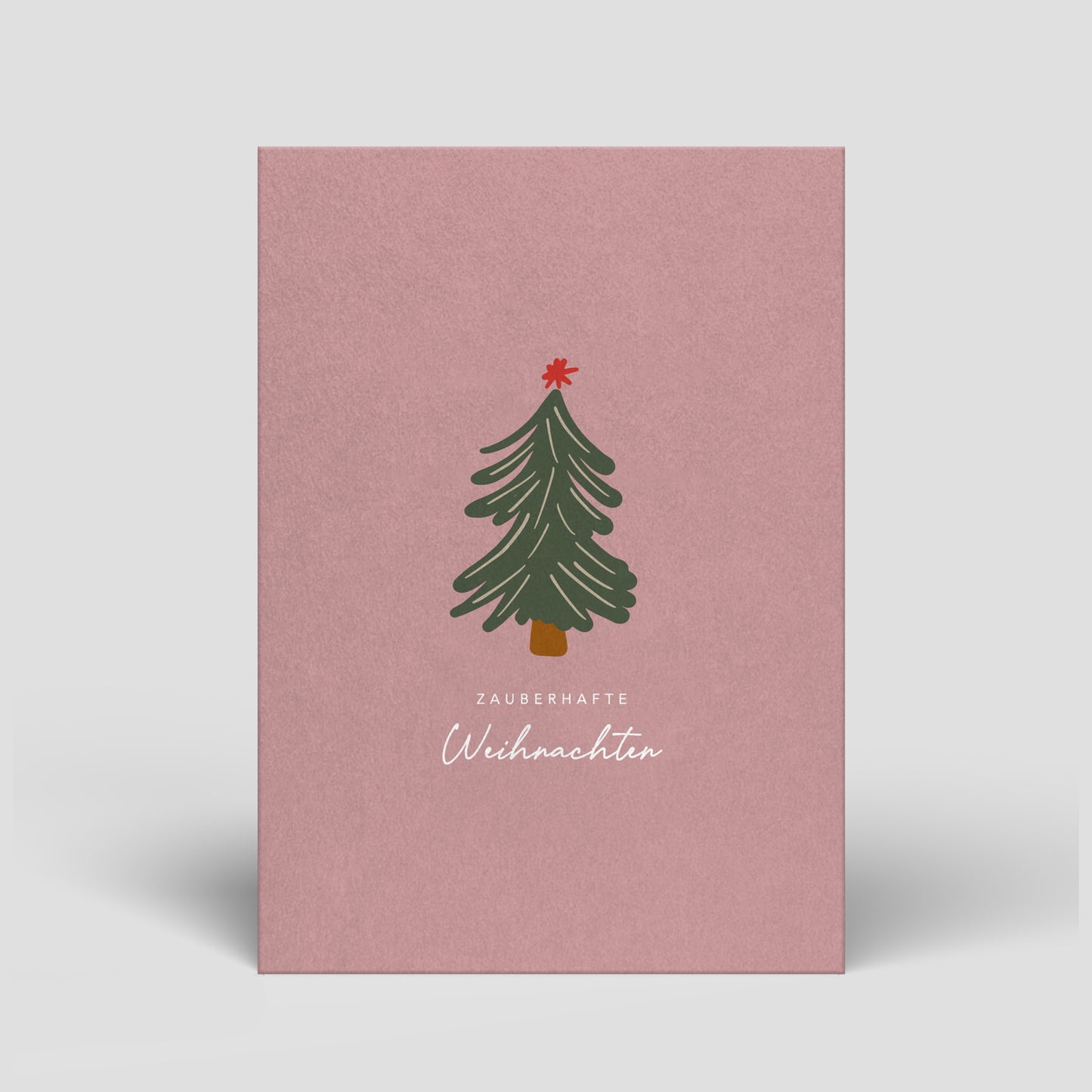 Postkarte - Weihnachten - Tannenbaum auf rosa Hintergrund - Nr. 1