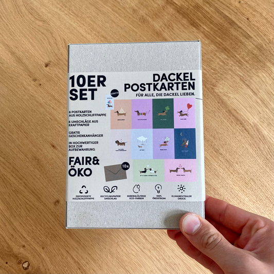 Dackel-Postkarten-Set - 10er Set + Umschläge und Überraschung