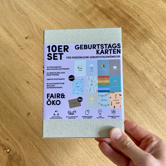 Postkarten-Set - 10 Geburtstagskarten + Umschläge und Überraschung