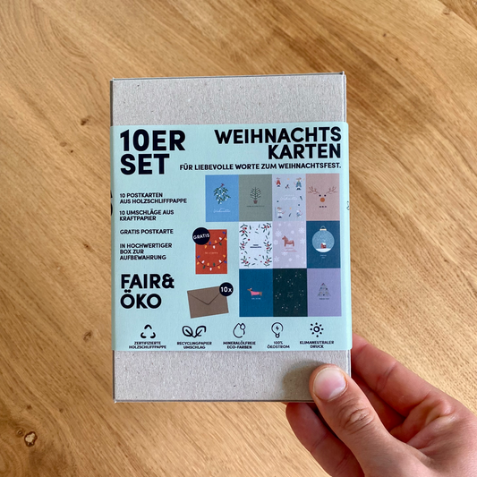 Postkarten-Set - 10 Weihnachtskarten + Umschläge und Überraschung