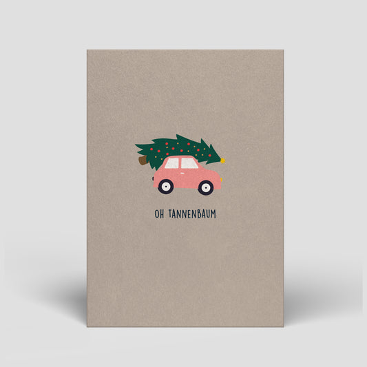 Postkarte - Weihnachten - Auto mit Tannenbaum - Nr. 7