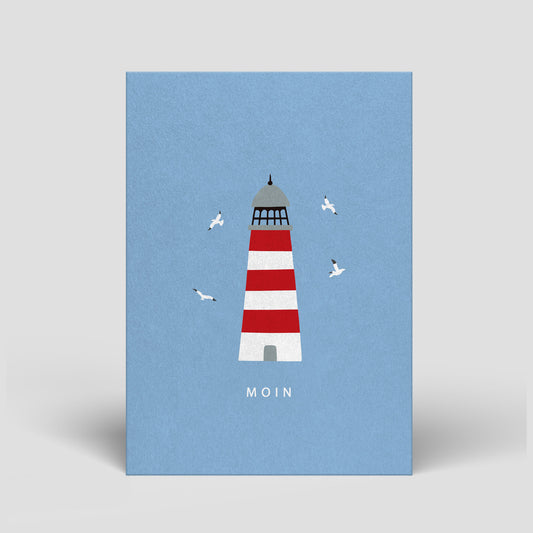 Postkarte Maritim - Leuchtturm mit Moin  - Nr. 128