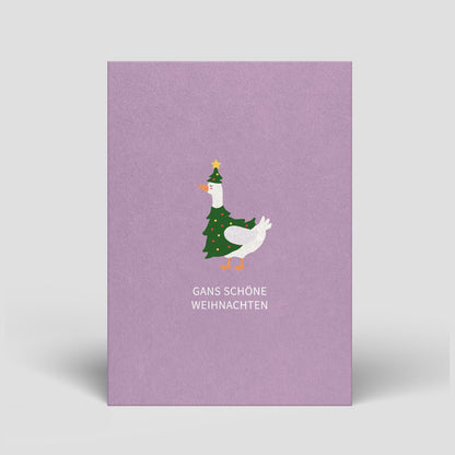 335 - Postkarte - Weihnachten - Gans im Kleid - Nr. 335