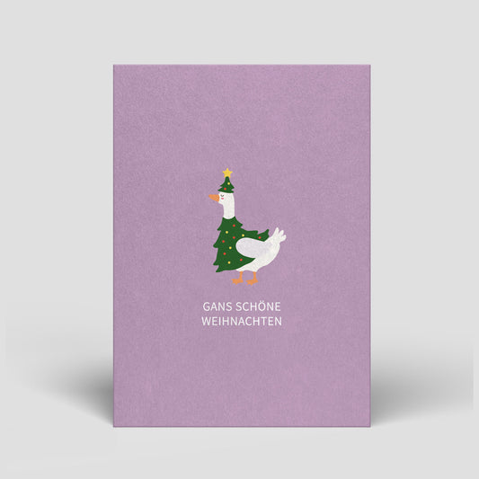 335 - Postkarte - Weihnachten - Gans im Kleid - Nr. 335