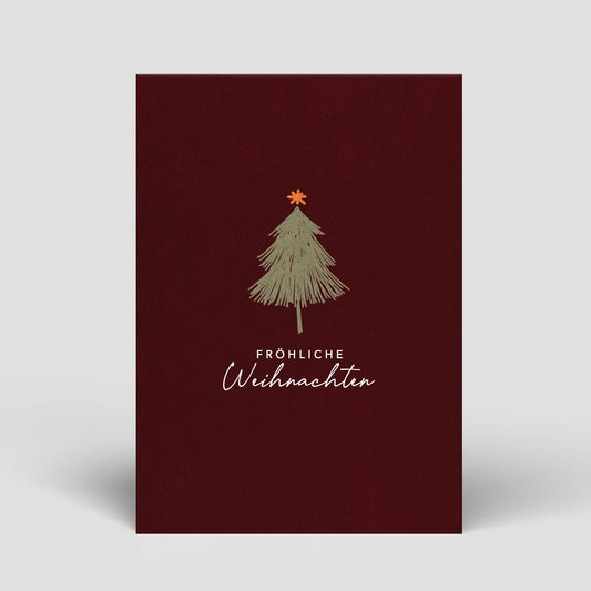 Postkarte - Weihnachten - Tannenbaum dunkelrot - Nr. 6