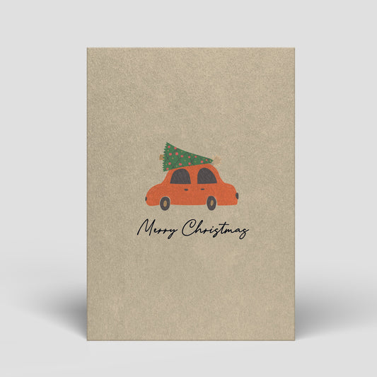 Postkarte - Weihnachten - Auto mit Tannenbaum - Nr. 7