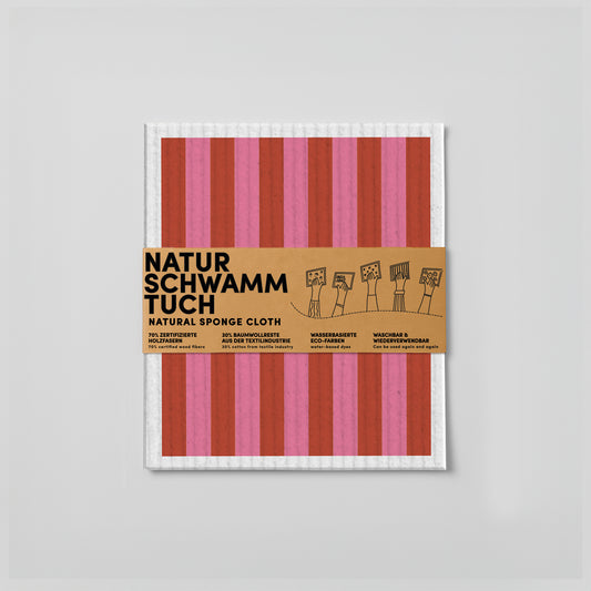 Schwammtuch - Streifen - Rot/Rosa - Nr. 7