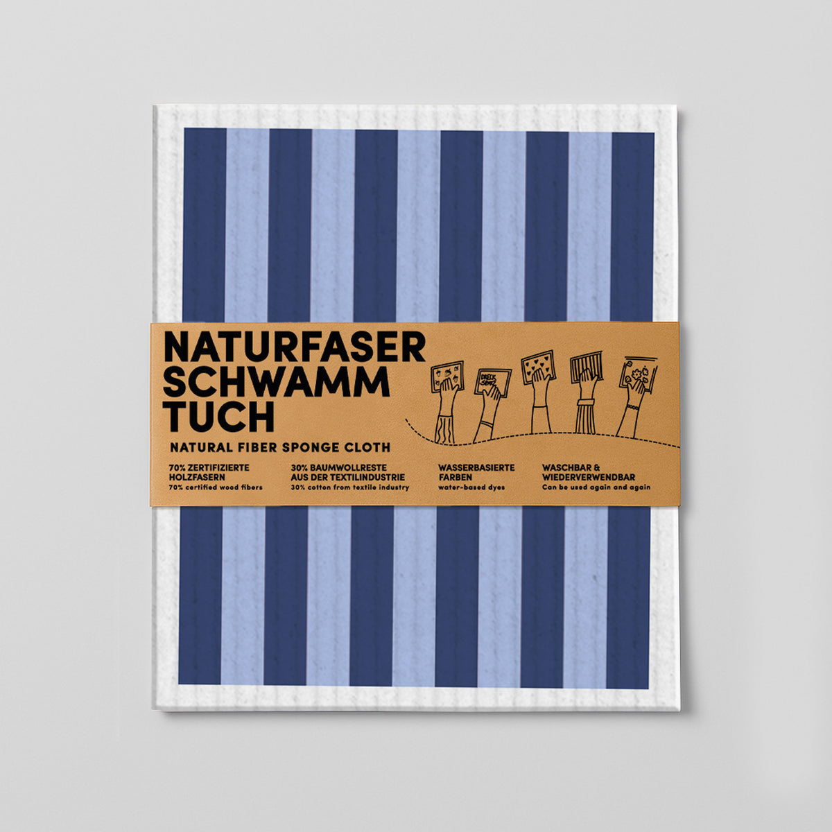 8 - Schwammtuch - Streifen - Blau - Nr. 8