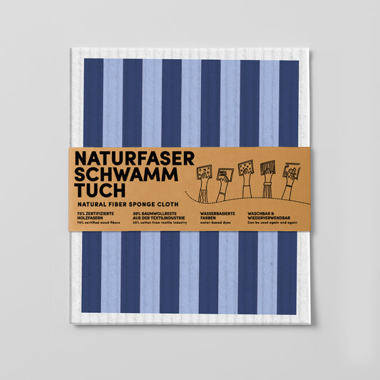 8 - Schwammtuch - Streifen - Blau - Nr. 8