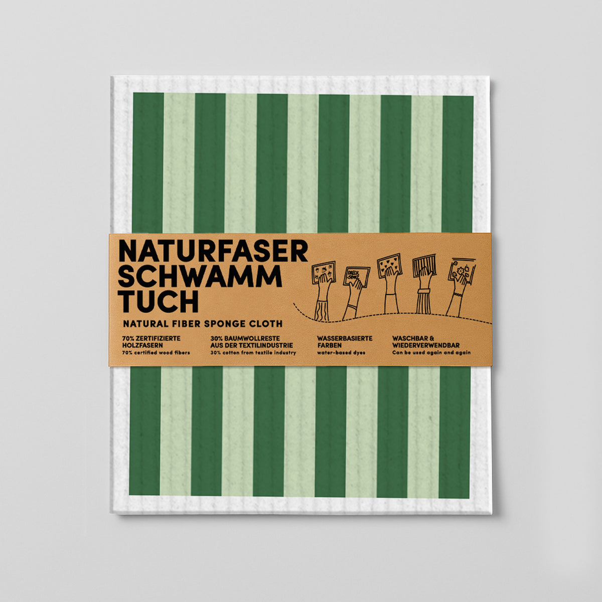 6 - Schwammtuch - Streifen - Grün - Nr. 6