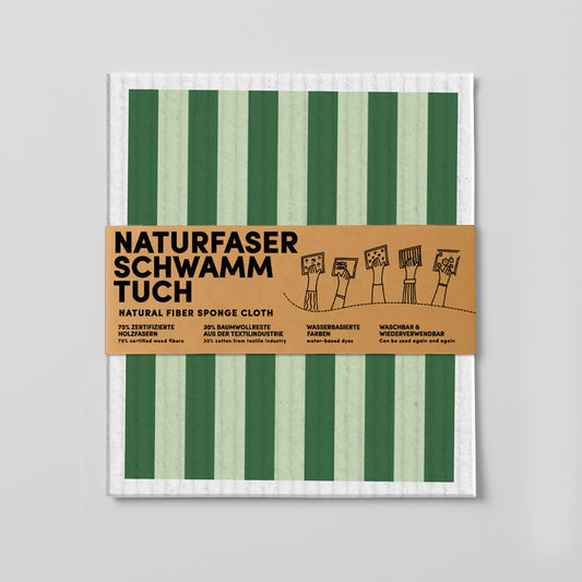 6 - Schwammtuch - Streifen - Grün - Nr. 6