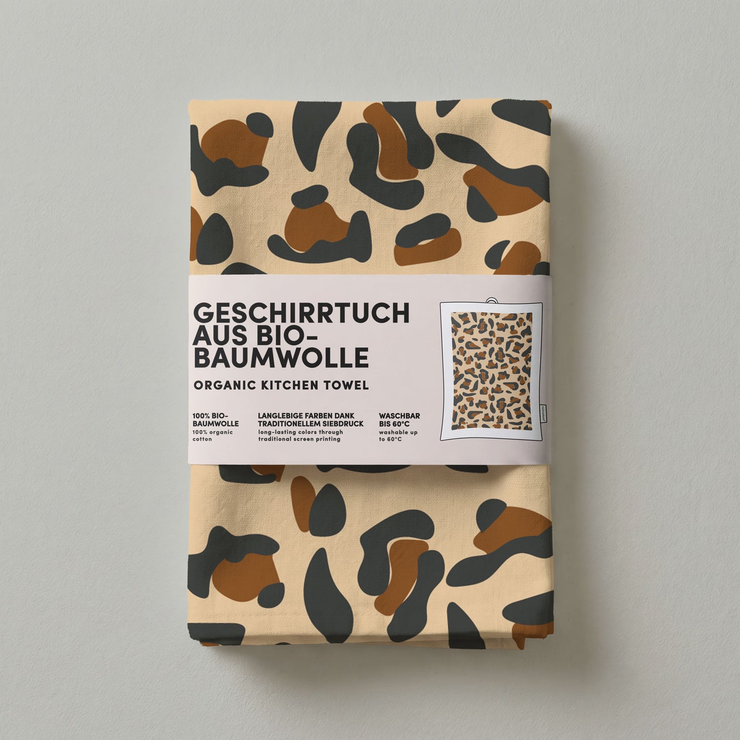 10 - Geschirrtuch Bio Baumwolle - Leo Muster - Nr- 10