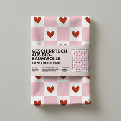 9 - Geschirrtuch Bio Baumwolle - Herzen - Nr. 9