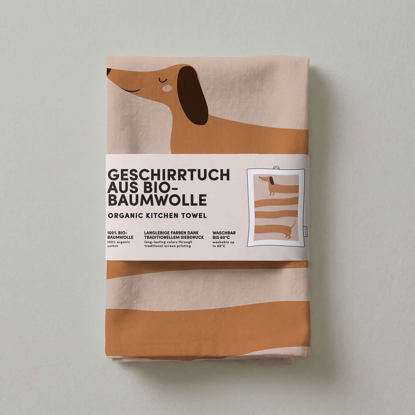 1 - Geschirrtuch Dackel - Bio Baumwolle - Nr. 1