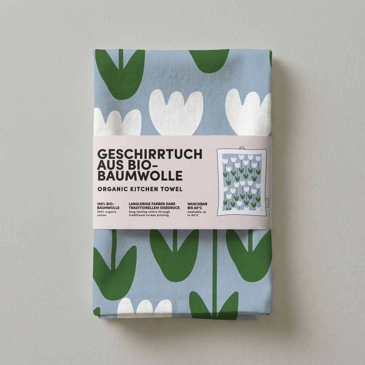 11 - Geschirrtuch Bio Baumwolle - Weiße Tulpen - Nr. 11