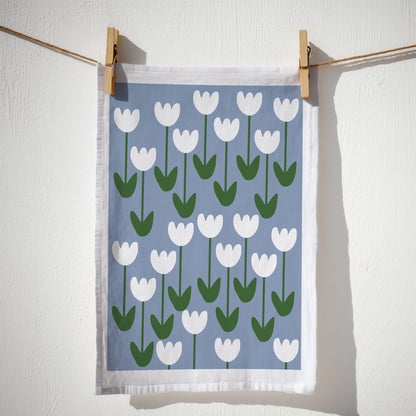 11 - Geschirrtuch Bio Baumwolle - Weiße Tulpen - Nr. 11